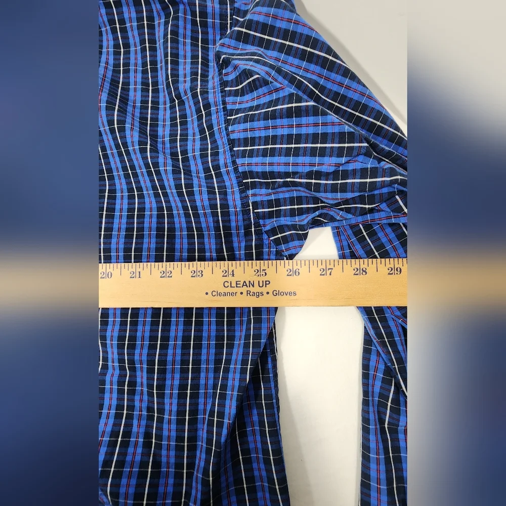 VINTAGE  Polo Ralph Lauren  Men's Pajama Top Plaid Size Extra Large Blue - Picture 9 of 10